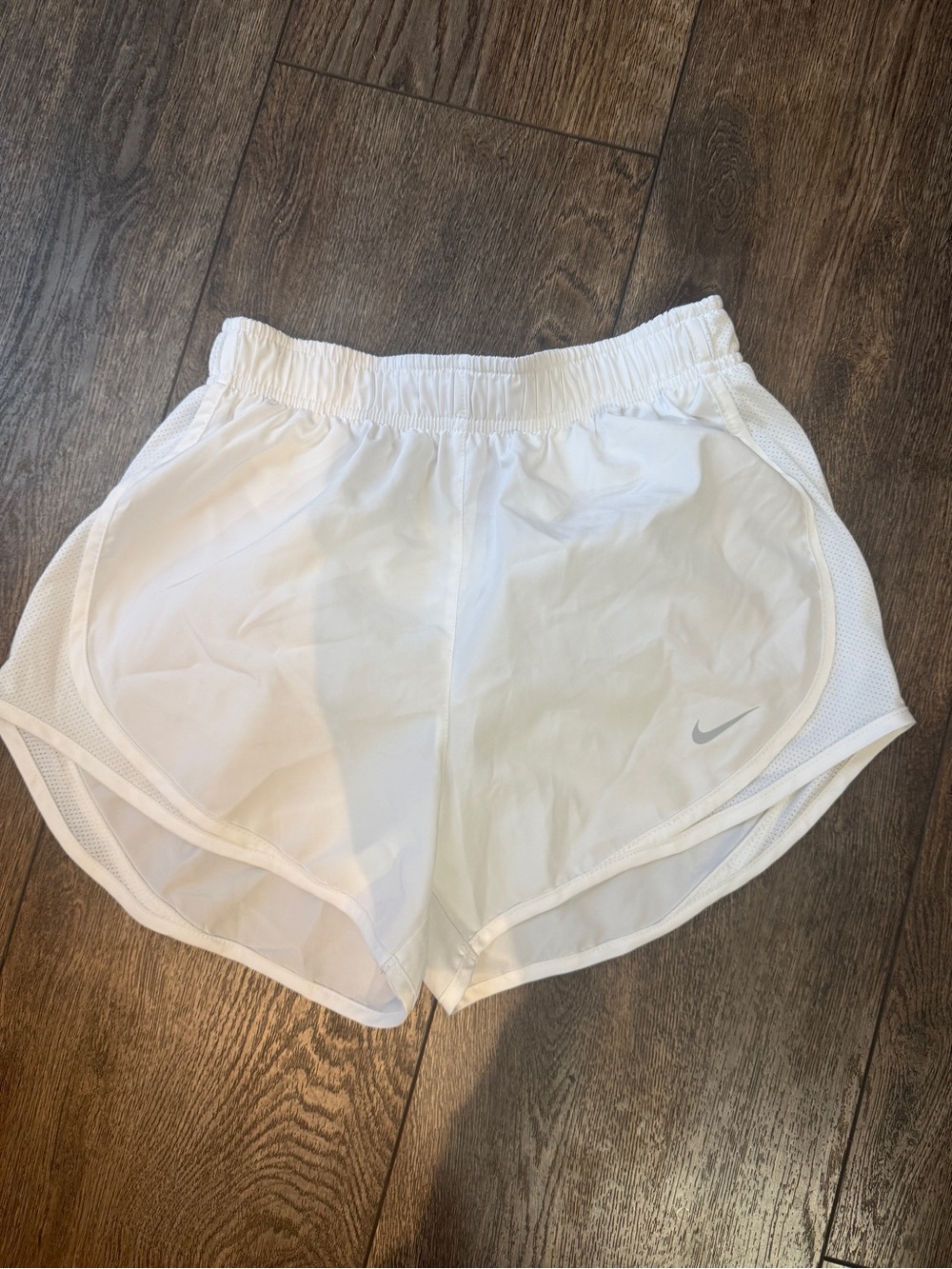 Nike White Women's Running Shorts with Mesh Panels